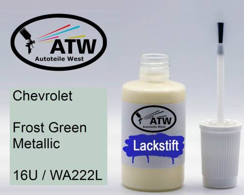 Chevrolet, Frost Green Metallic, 16U / WA222L: 20ml Lackstift, von ATW Autoteile West.